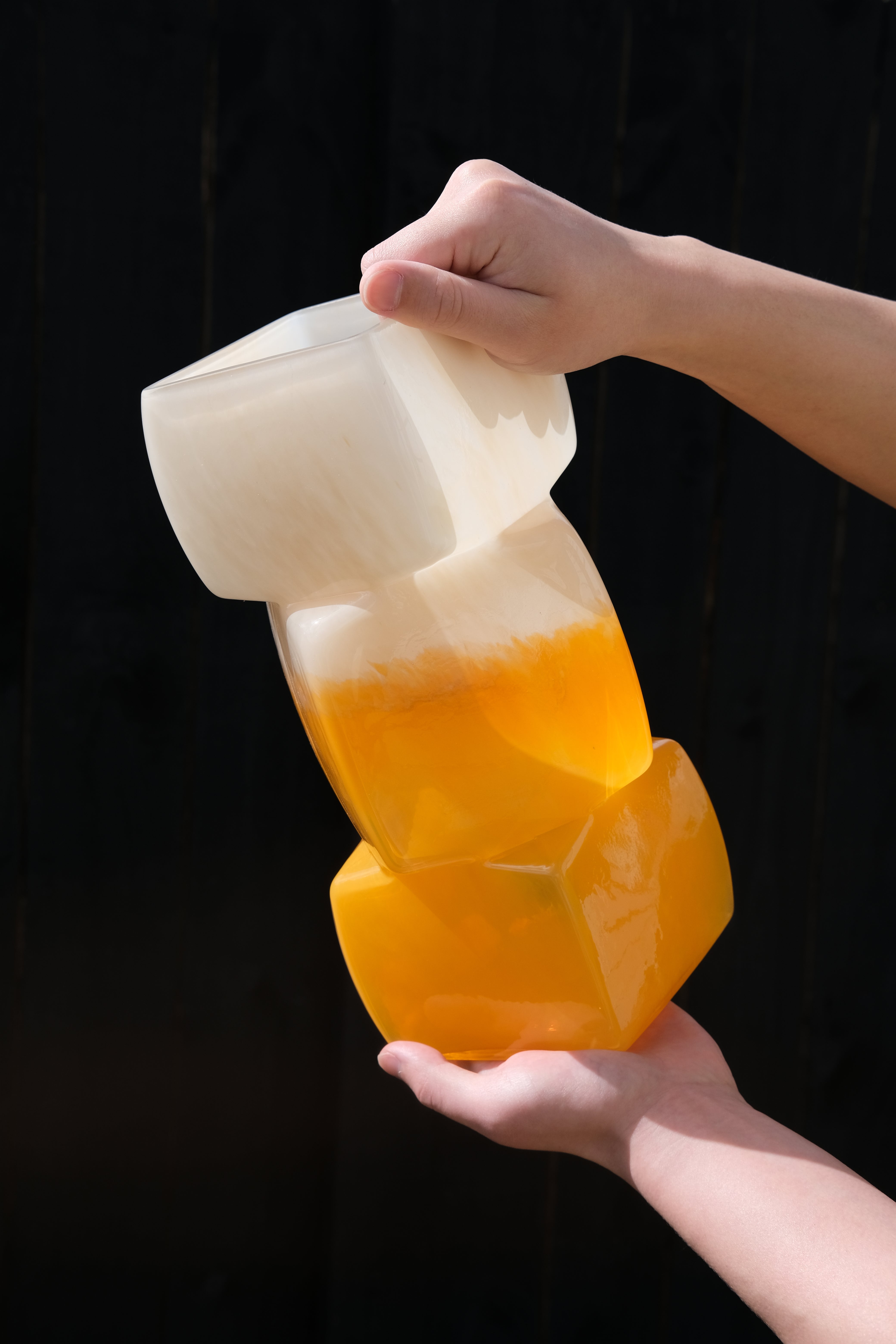 Amber Frost Stacks Vase (New)